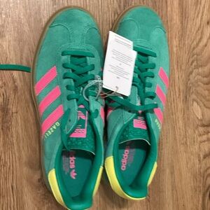 Adidas Gazelle Teal and Pink Sneakers with Yellow Accents
